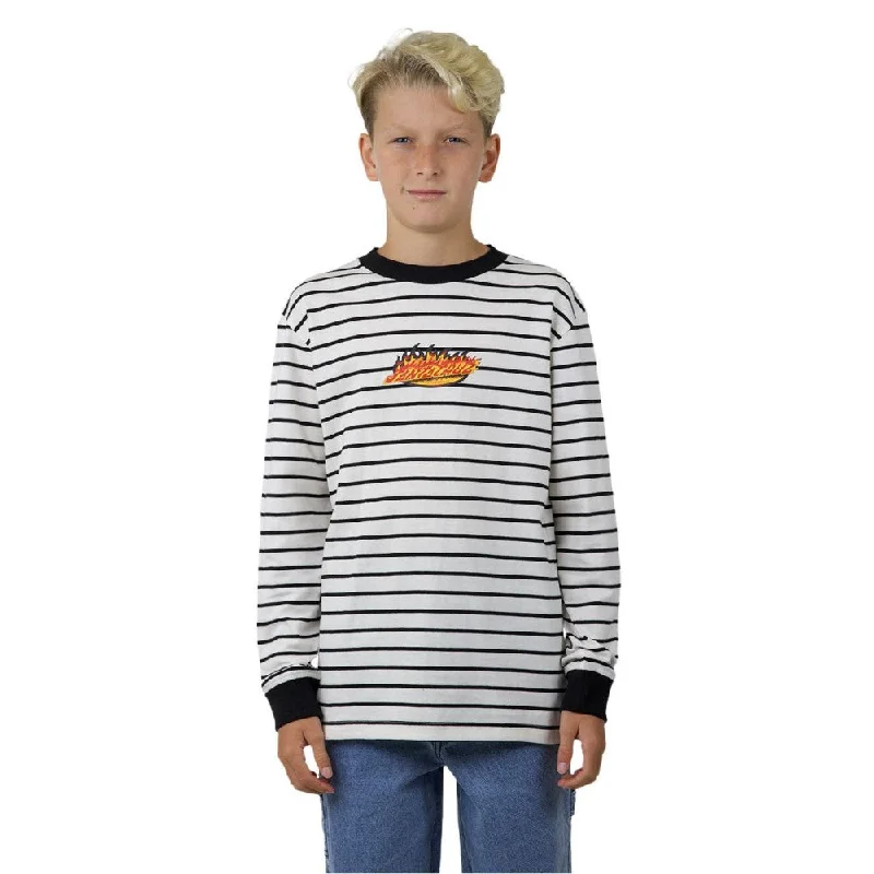 Ultimate Flame Strip Stripe L/S Tee - Kids Faux Fur Fabric Real Fur Fabric Shearling Fabric