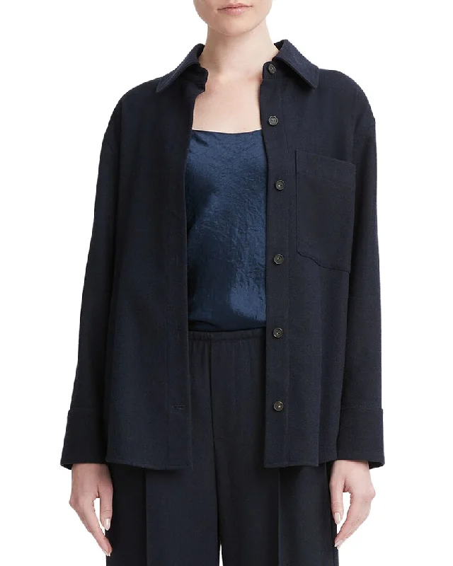 Vince Brushed Wool-Blend Flannel Shirt Wool Fabric Cashmere Fabric Tweed Fabric