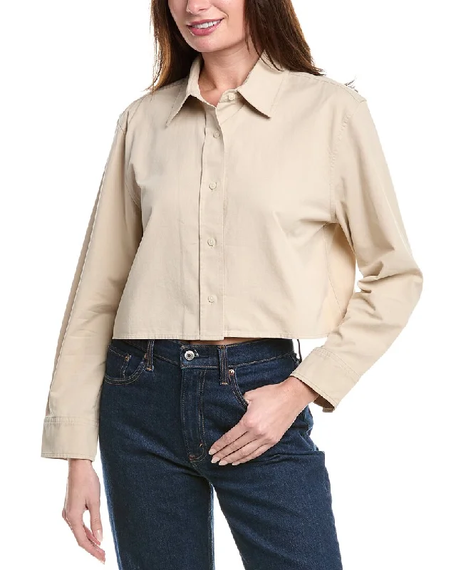 Vince Cropped Shirt Welt Pockets Slit Pockets Flap Pockets