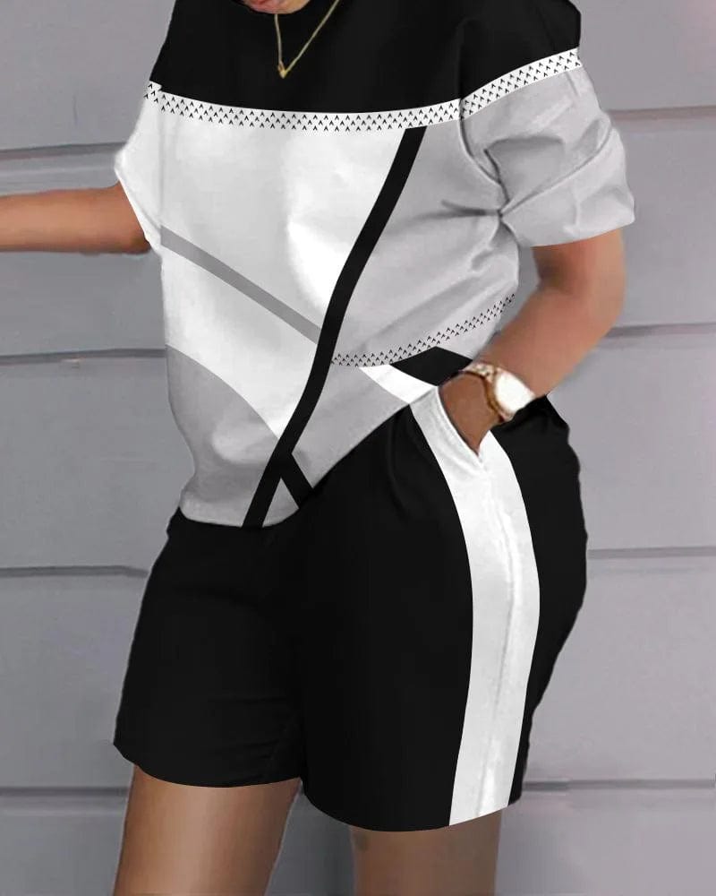 Women Casual Short Sleeve Two Piece Sets Women Outfit 2023 Summer Letter Printed Pocket Suit Female T Shirt Shorts 2 Pieces Set Fleece Fabric Down Fabric Feather Fabric Women Casual Short Sleeve Two Piece Sets Women Outfit 2023 Summer Letter Printed Pocket Suit Female T Shirt Shorts 2 Pieces Set Fleece Fabric Down Fabric Feather Fabric