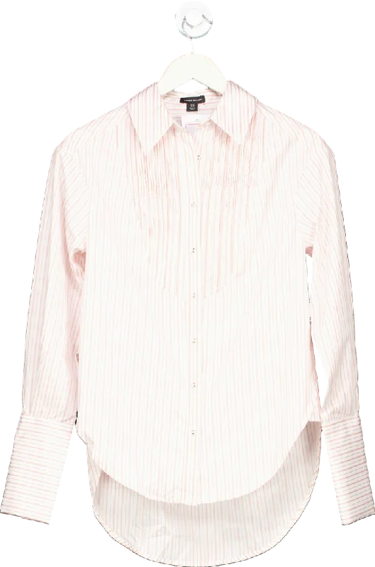 Karen Millen Pink/White Striped Classic Shirt UK 6 Embroidered Appliqued Beaded