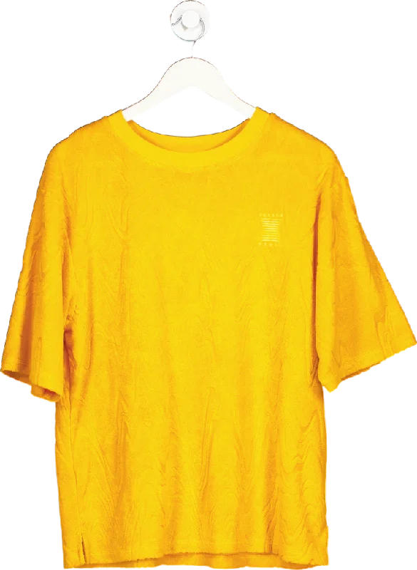 Savage Fenty Yellow T-Shirt UK S Nylon Fabric Polyester Fabric Spandex Fabric