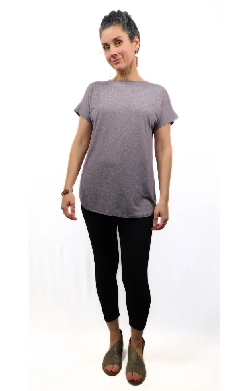 Tencel Merino Wool Scoop Hem T-shirt - Heather Eggplant Terry Blend Velvet Blend Canvas Blend Tencel Merino Wool Scoop Hem T-shirt - Heather Eggplant Terry Blend Velvet Blend Canvas Blend