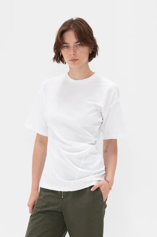 Twisted Jersey Tee, Off-White Solid Print Embellished