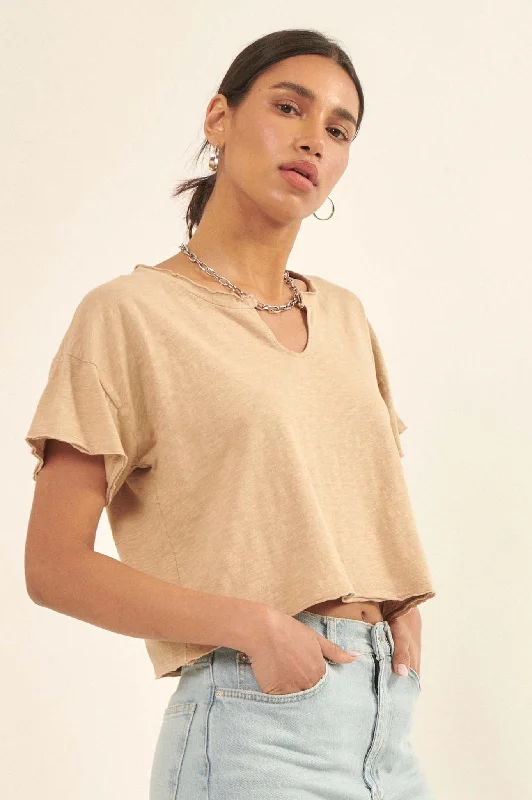 Very Necessary Cropped Split-Neck Tee Faux Fur Fabric Real Fur Fabric Shearling Fabric Very Necessary Cropped Split-Neck Tee Faux Fur Fabric Real Fur Fabric Shearling Fabric