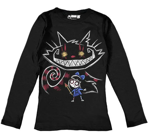 Cheshire in Hell Women Long Sleeve Tshirt Front Pockets Side Pockets Patch Pockets