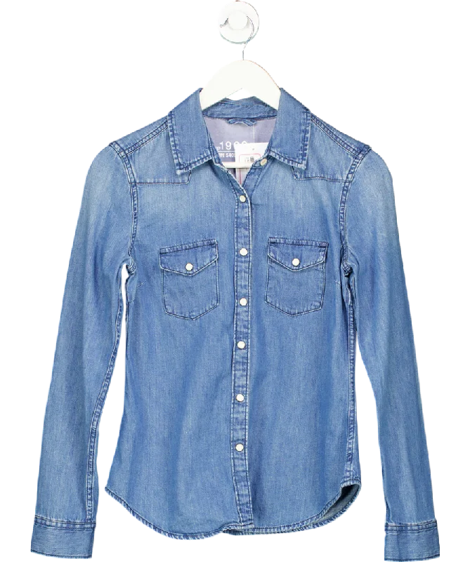 GAP Blue Cotton Denim Shirt UK XS Front Pockets Side Pockets Patch Pockets