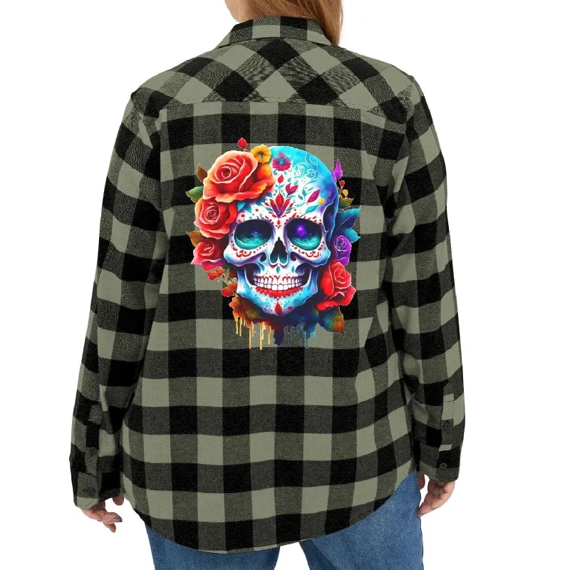 Get Ready to Make A Bold Statement In Our Skull Floral Checker Flannel Shirt for women! Faux Fur Fabric Real Fur Fabric Shearling Fabric