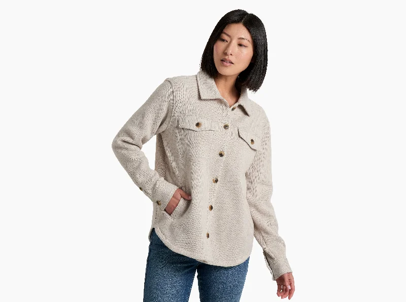 Women's Highland Shirtjak - Natural Welt Pockets Slit Pockets