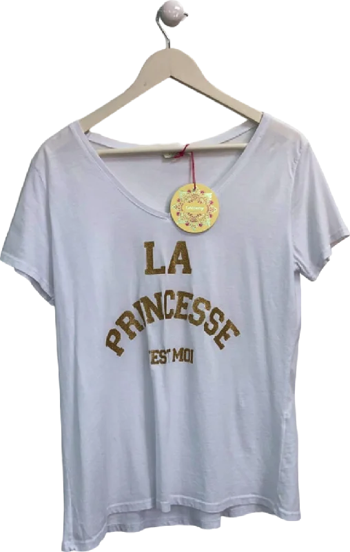 Lacomy White La Princesse T-Shirt Onesize Collared T-Shirt Boat Neck A-Line