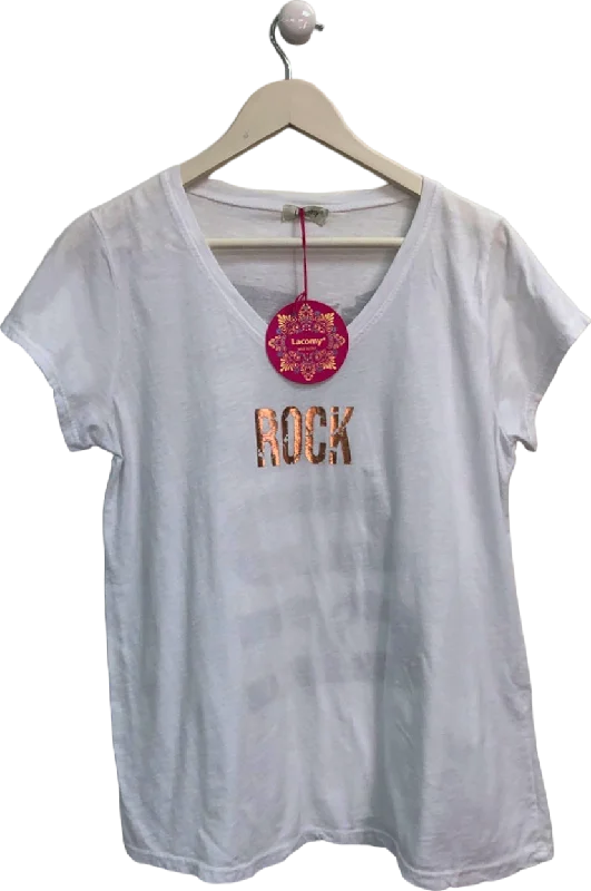 Lacomy White Rock T-Shirt Onesize Asymmetrical Pockets Print