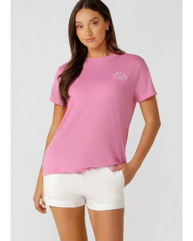 Lorna Jane Lotus T Shirt - Pink Mauve Chenille Blend Fleece Blend Nylon Blend