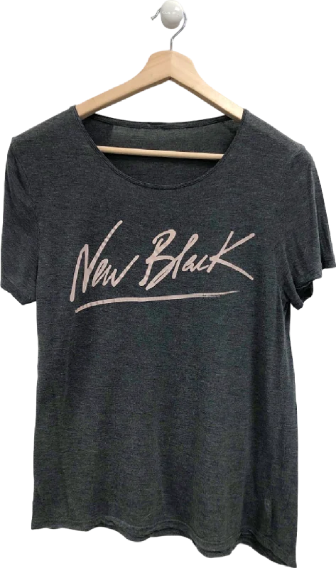 NANA JUDY Grey New Black T-Shirt UK M Mesh Blend Leather Blend Suede Blend