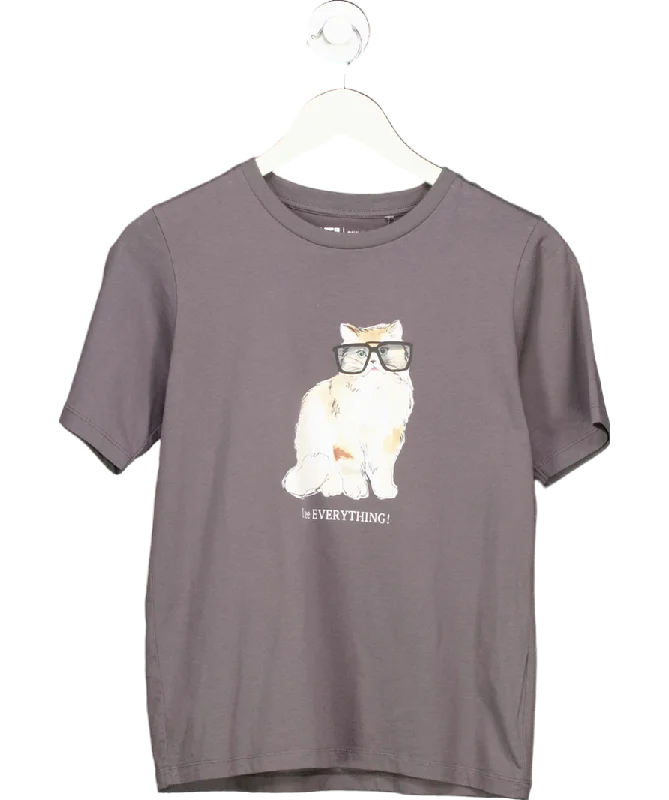 Paul & Joe Grey 'i See Everything' Cat Print Cotton T-shirt UK S Fashionable Trendy Casual