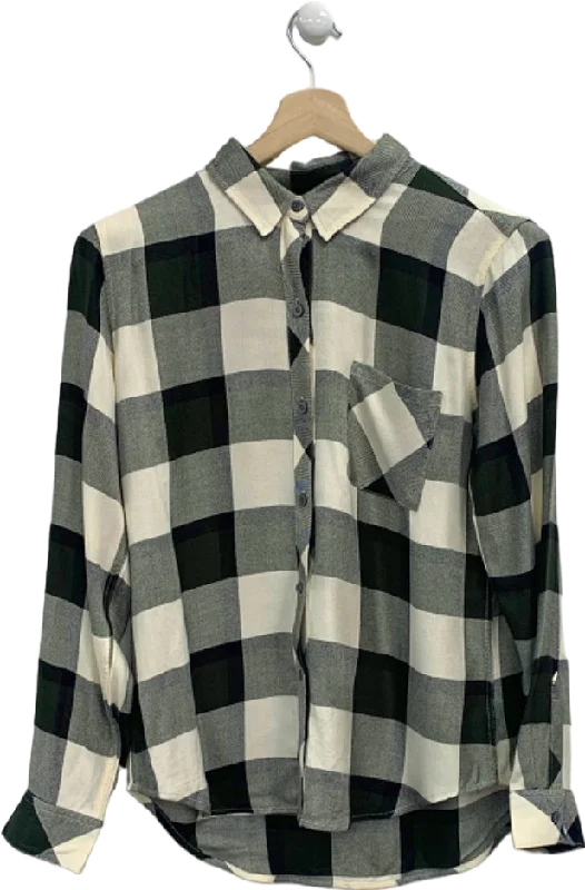 Rails Black and White Checked Hunter Shirt UK M Houndstooth Herringbone Solid