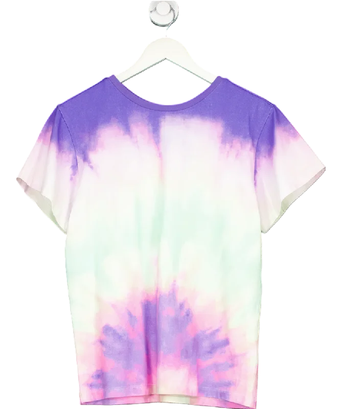 Retrofete Purple Tie-dye T-shirt UK S Silk Blend Satin Velvet