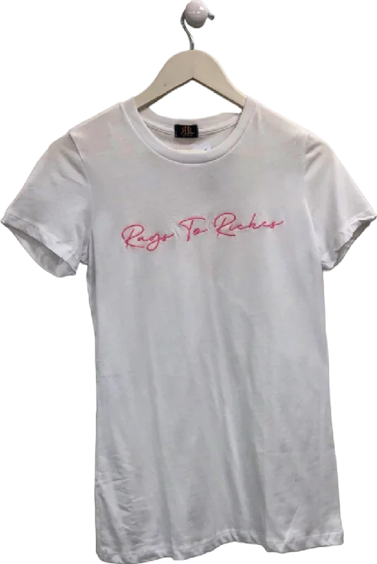 RAGS TO RITCHES  Clothing White Rags To Riches T-Shirt UK Medium Oversized T-Shirt Spandex breathable