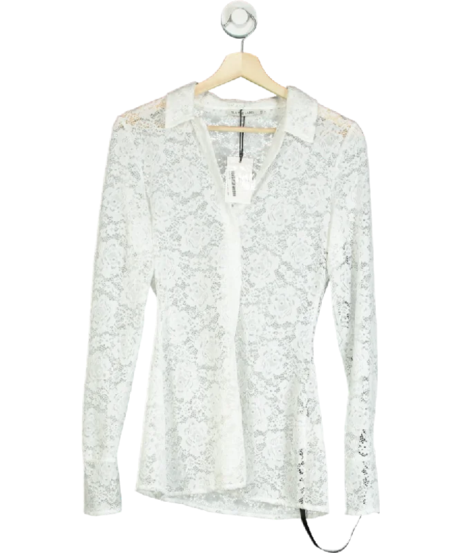 SLA the label White Kimmy Lace Shirt UK XS Striped Floral Plaid