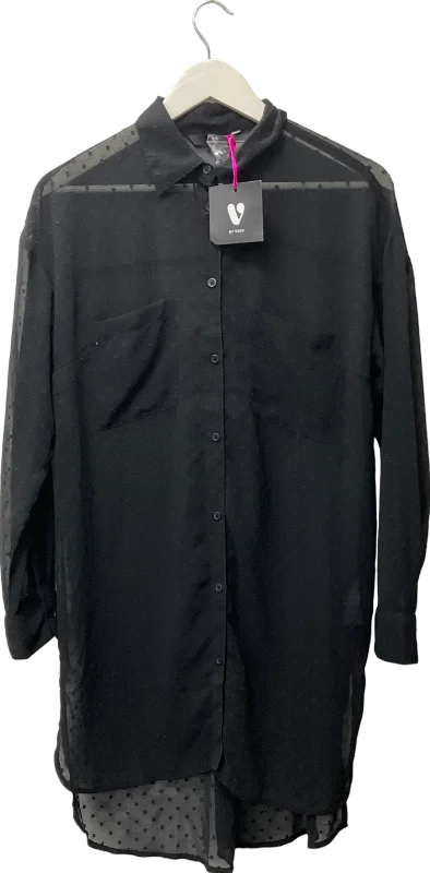 Very Black Yours Curve Texture Sheer Shirt UK 10 Fleece Nylon Spandex