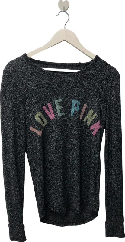 victoria's secret Black Love Pink Shirt Women's Long Sleeve UK XS Casual Formal Business