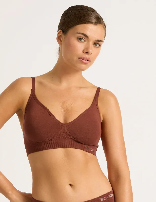 Wireless T-Shirt Bra - Rust Solid Print Embellished