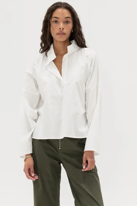 Josie Shirt, White Spandex Blend Rayon Blend Denim Blend